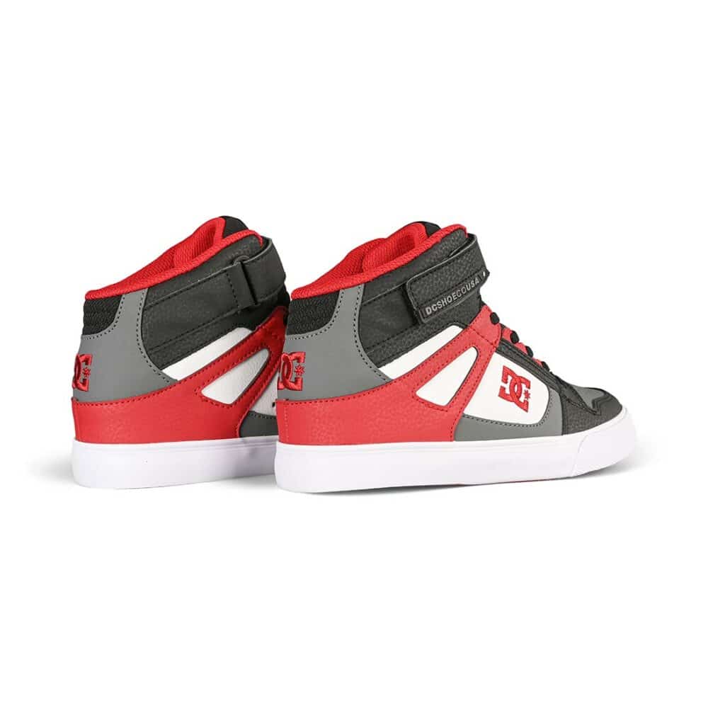 DC Pure High Top EV (Youth) Skate Shoes - White/Grey/Red