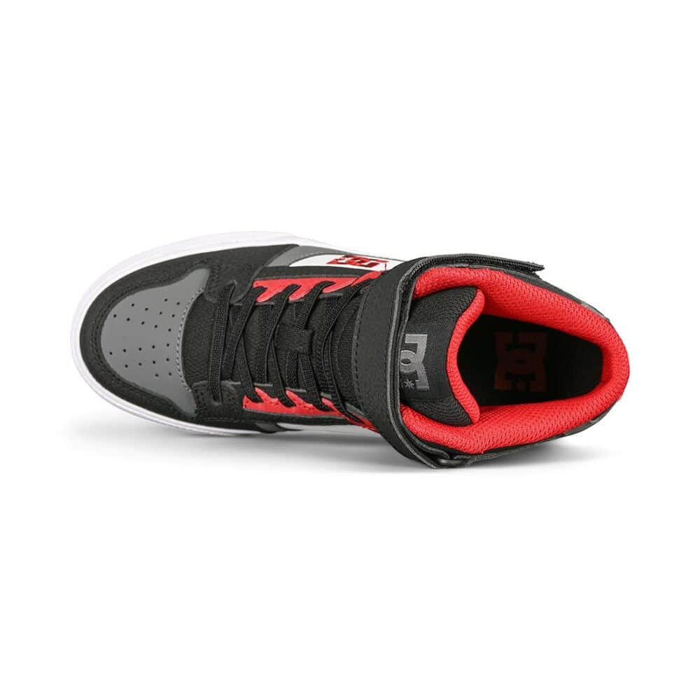 DC Pure High Top EV (Youth) Skate Shoes - White/Grey/Red