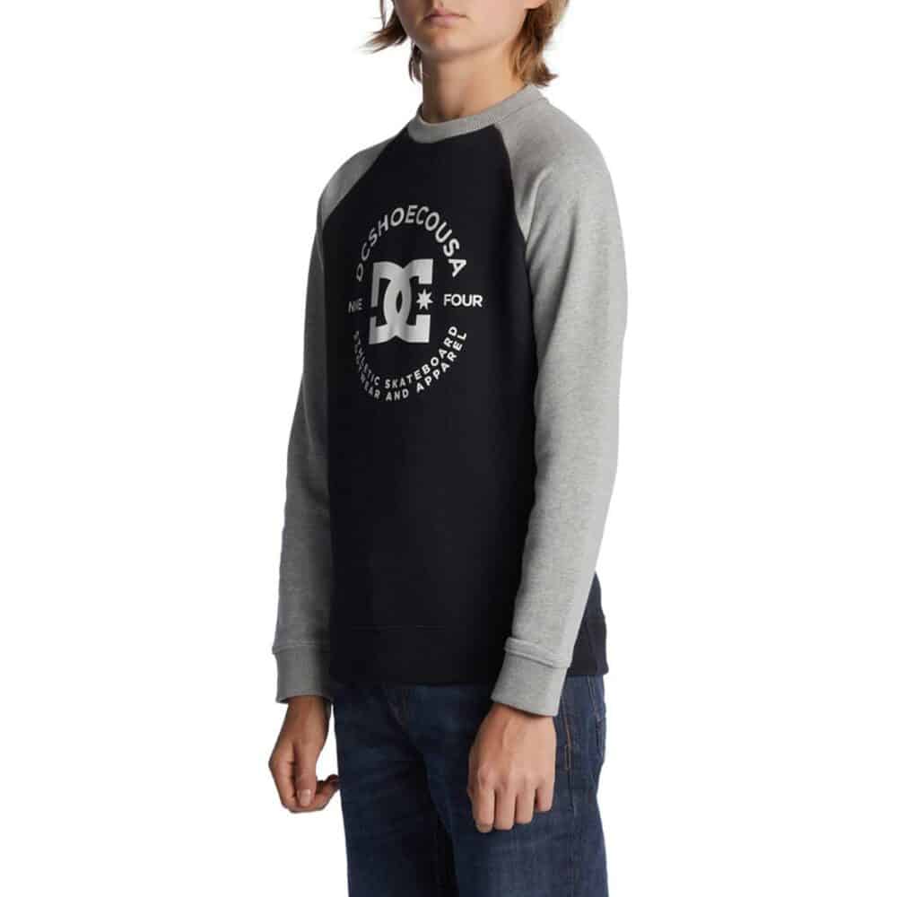 DC Star Pilot (Youth) Pullover Crew - Black/Grey Heather