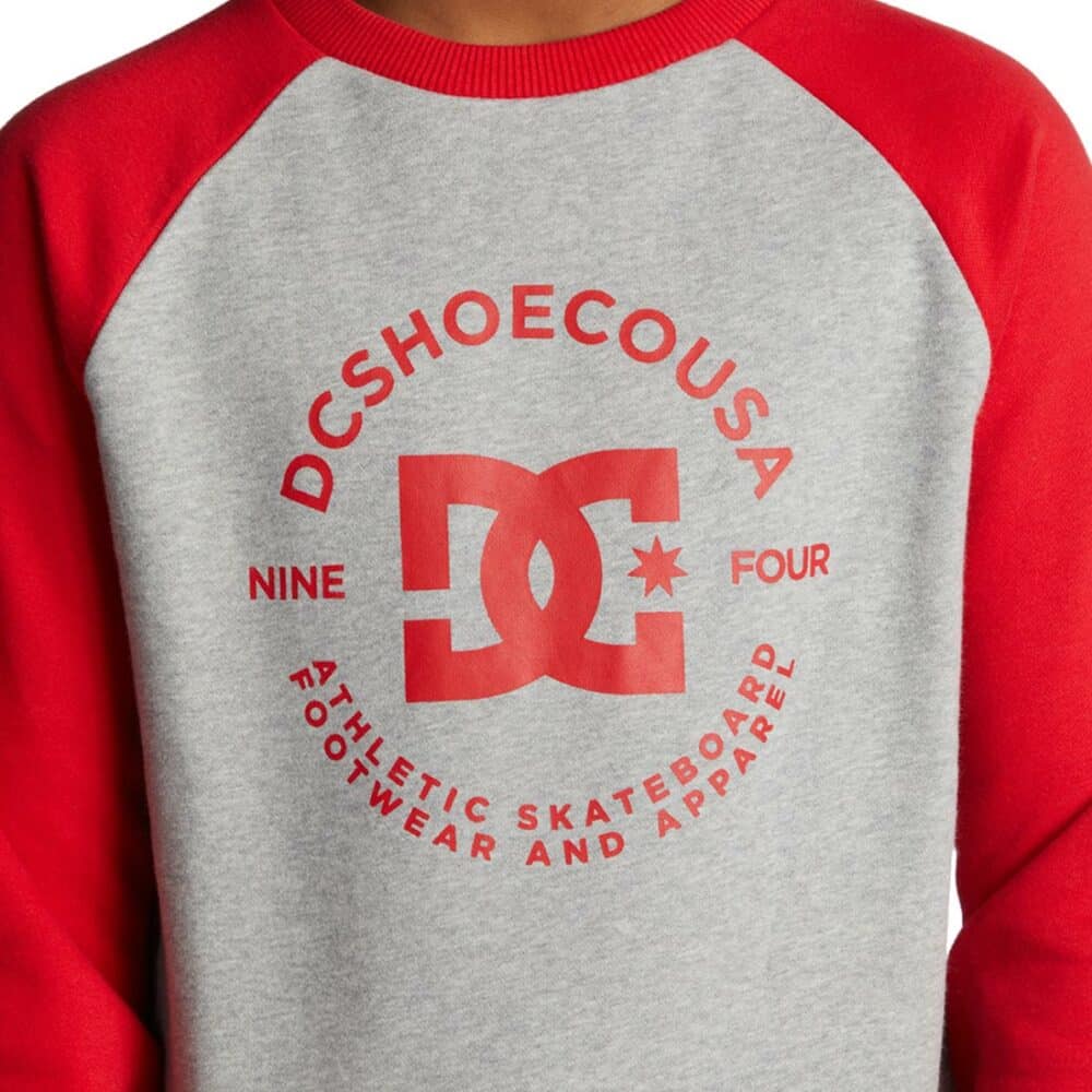 DC Star Pilot (Youth) Pullover Crew - Heather Grey/Racing Red