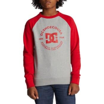 DC Star Pilot (Youth) Pullover Crew - Heather Grey/Racing Red