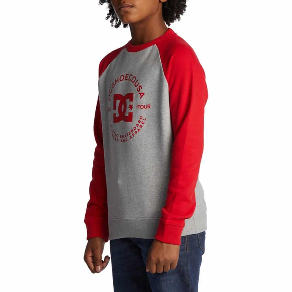 DC Star Pilot (Youth) Pullover Crew - Heather Grey/Racing Red