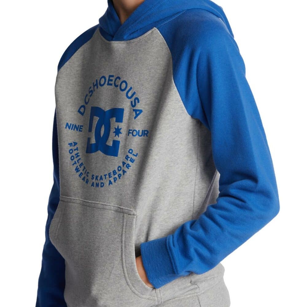 DC Star Pilot (Youth) Pullover Hoodie - Heather Grey/Nautical Blue