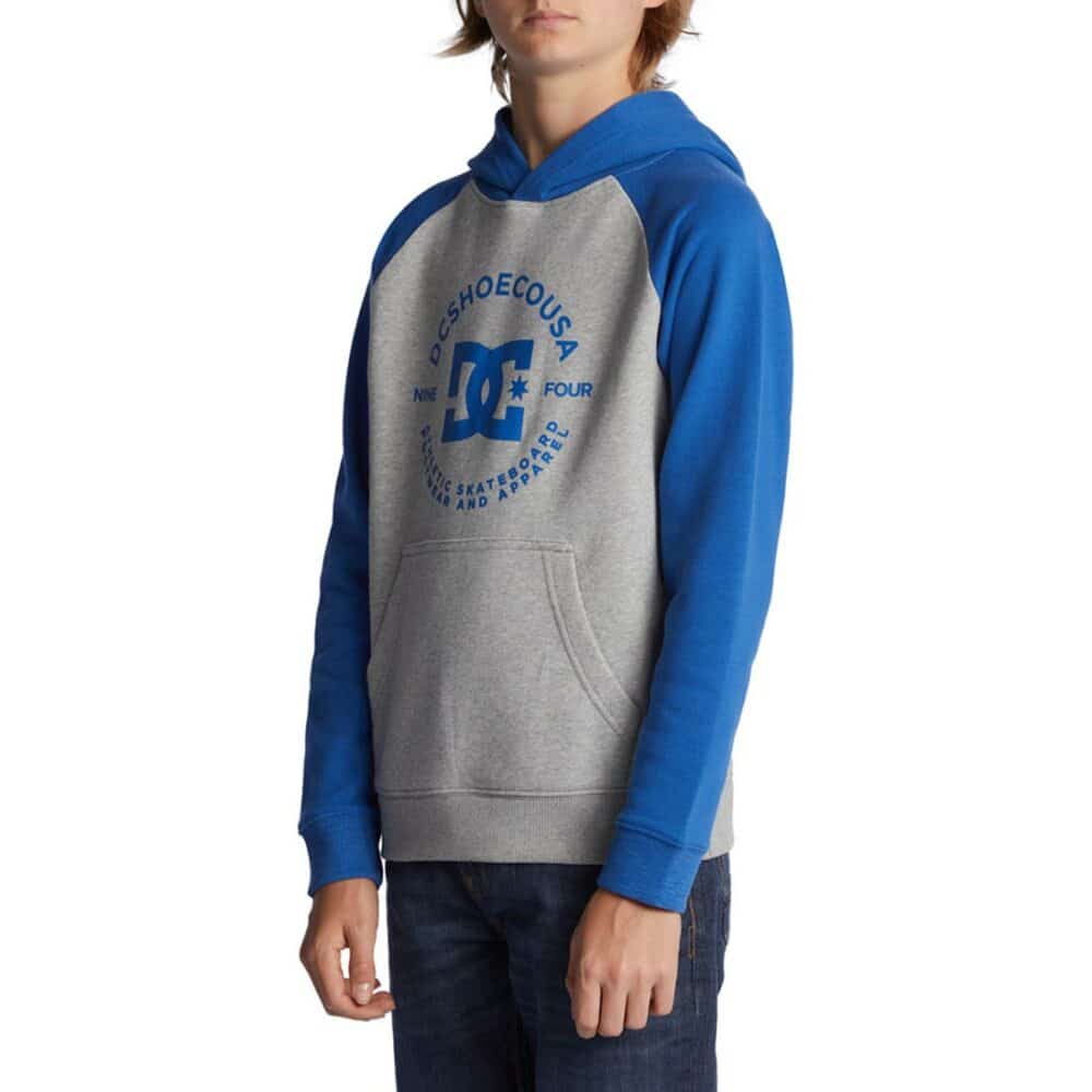 DC Star Pilot (Youth) Pullover Hoodie - Heather Grey/Nautical Blue