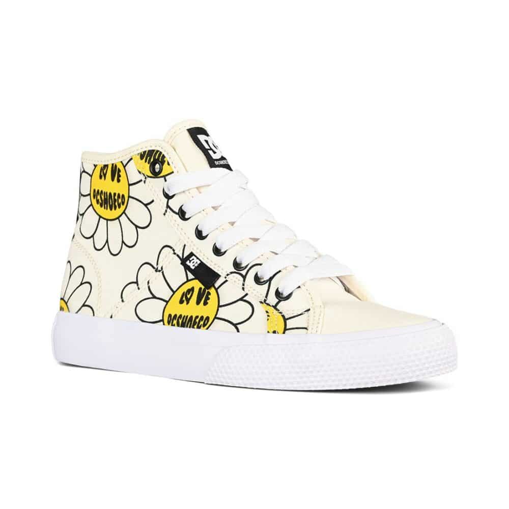 DC Women's Manual Hi TX SE Skate Shoes - White/Black/Flower