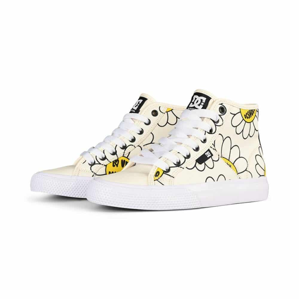 DC Women's Manual Hi TX SE Skate Shoes - White/Black/Flower