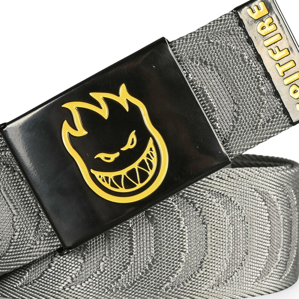 Spitfire Bighead Crescent Jacquard Web Belt - Charcoal/Yellow