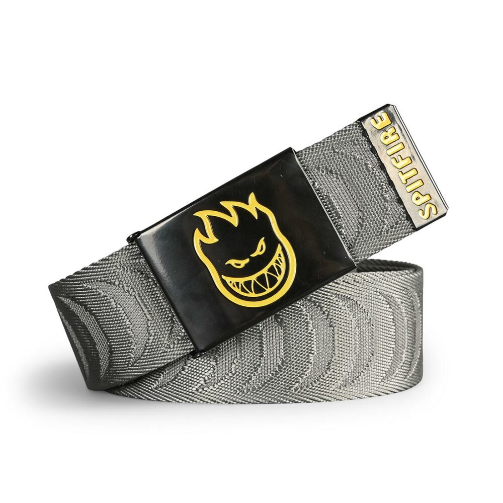 Spitfire Bighead Crescent Jacquard Web Belt - Charcoal/Yellow