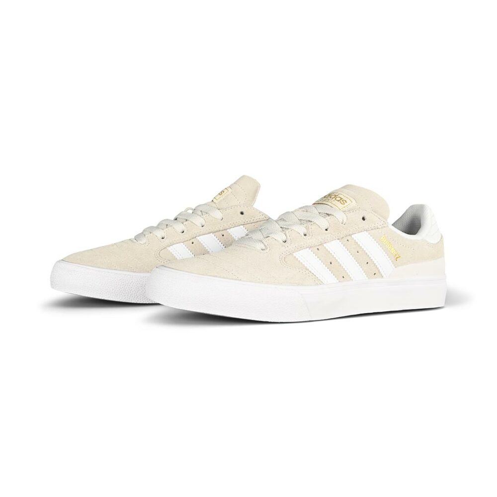 Adidas Busenitz Vulc II Skate Shoes - Crystal White/White/Gold Metallic