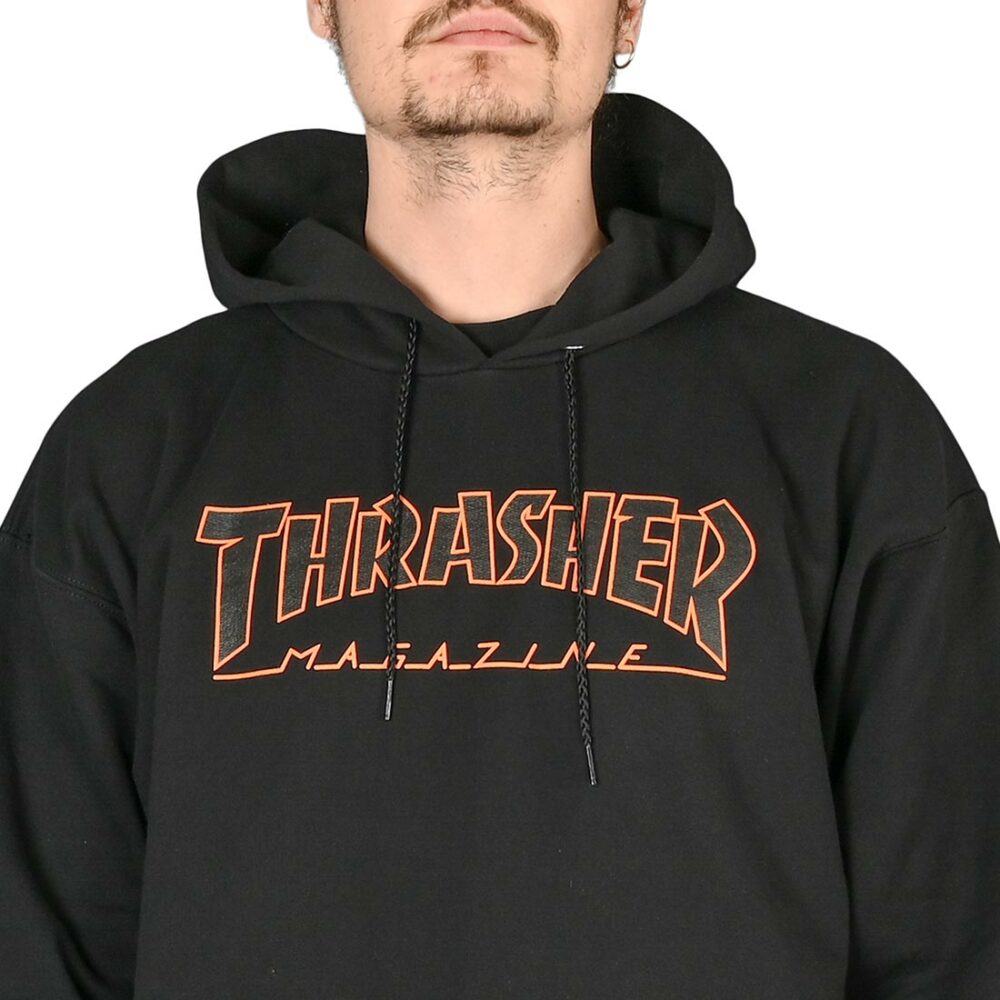 Thrasher Outlined Pullover Hoodie - Black/Orange