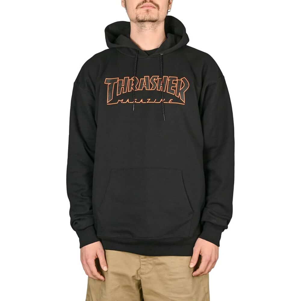 Thrasher Outlined Pullover Hoodie - Black/Orange