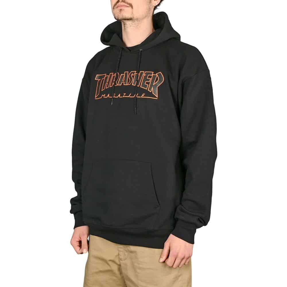 Thrasher Outlined Pullover Hoodie - Black/Orange