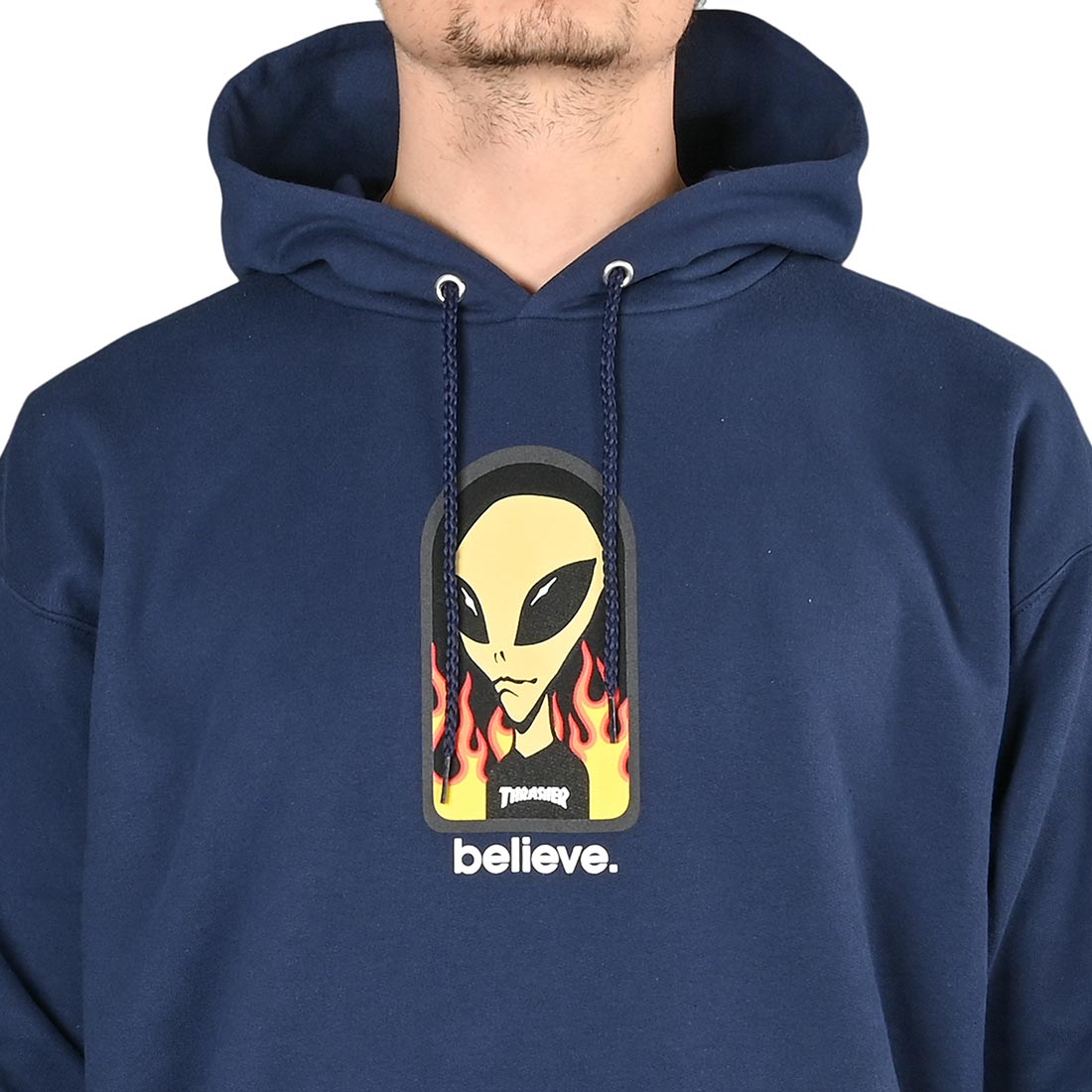 Thrasher x AWS Believe Pullover Hoodie Navy Supereight