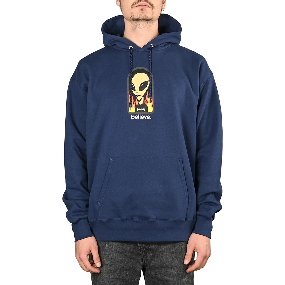 Thrasher x AWS Believe Pullover Hoodie Navy Supereight