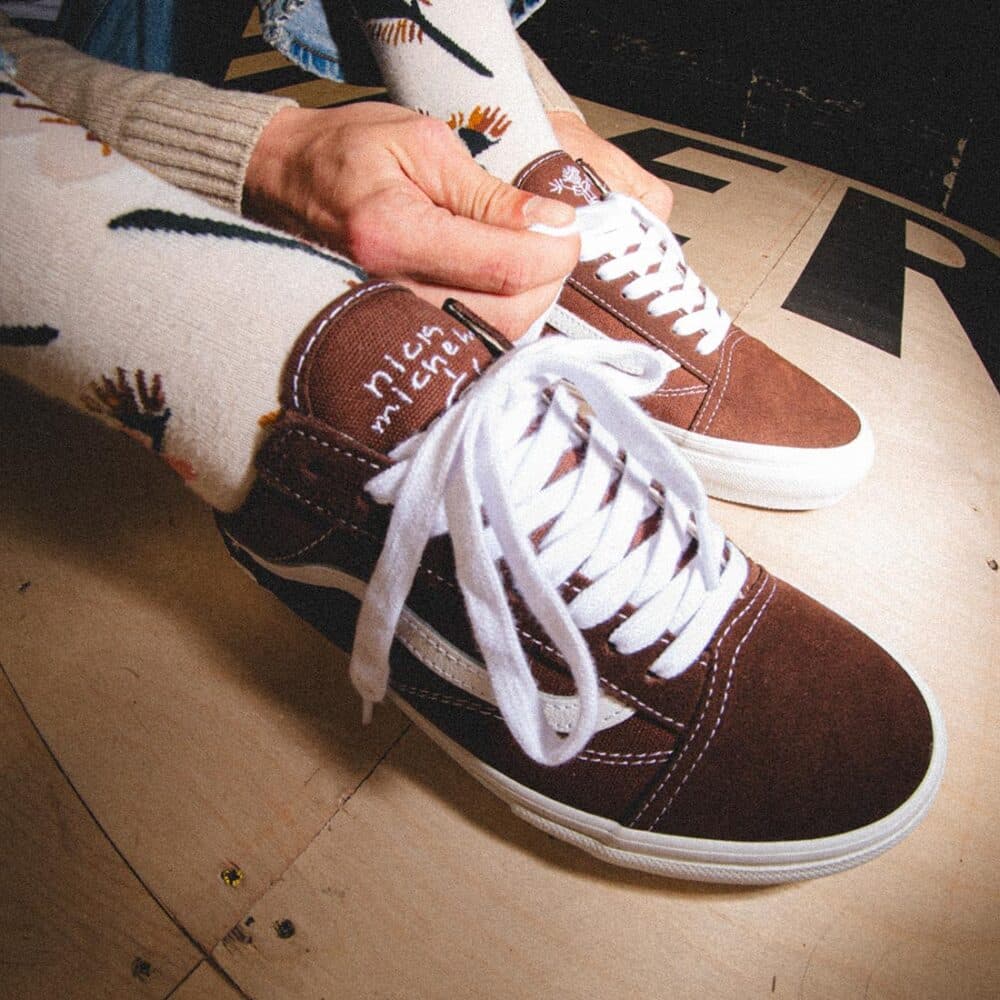 Vans Nick Michel Old Skool Skate Shoes - Brown/White