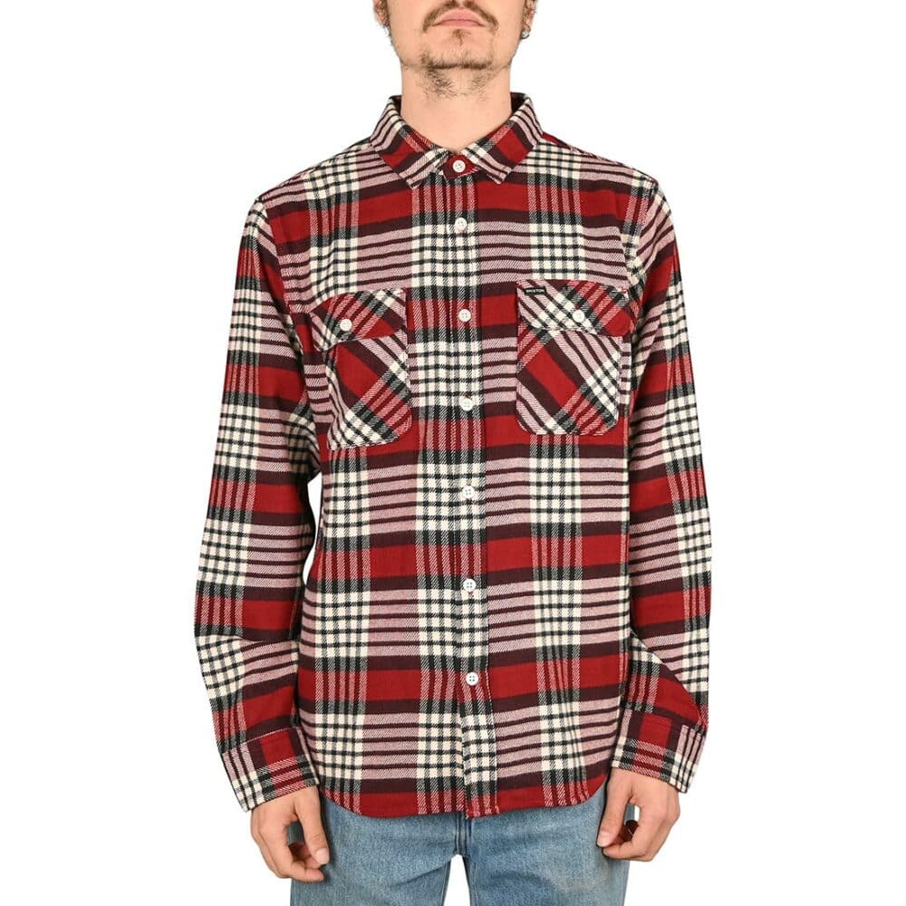 Brixton Bowery L/S Shirt - Island Berry/Whitecap/Black