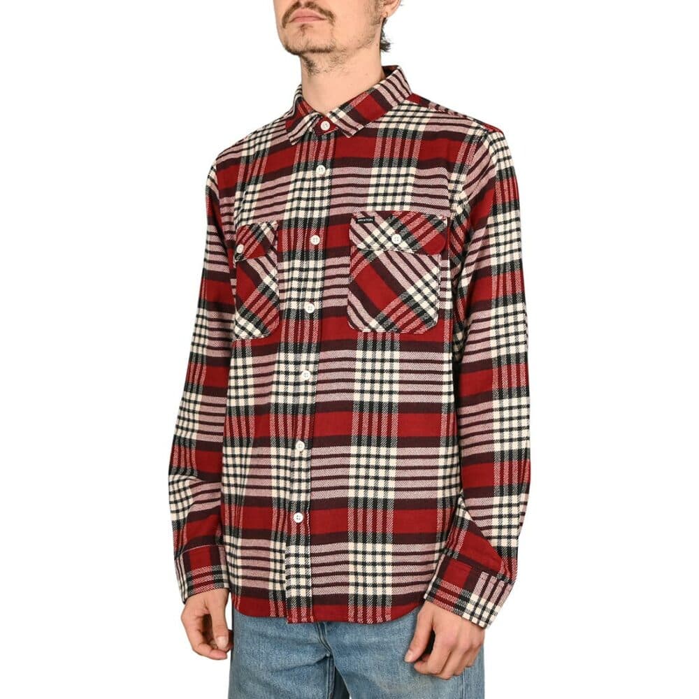 Brixton Bowery L/S Shirt - Island Berry/Whitecap/Black