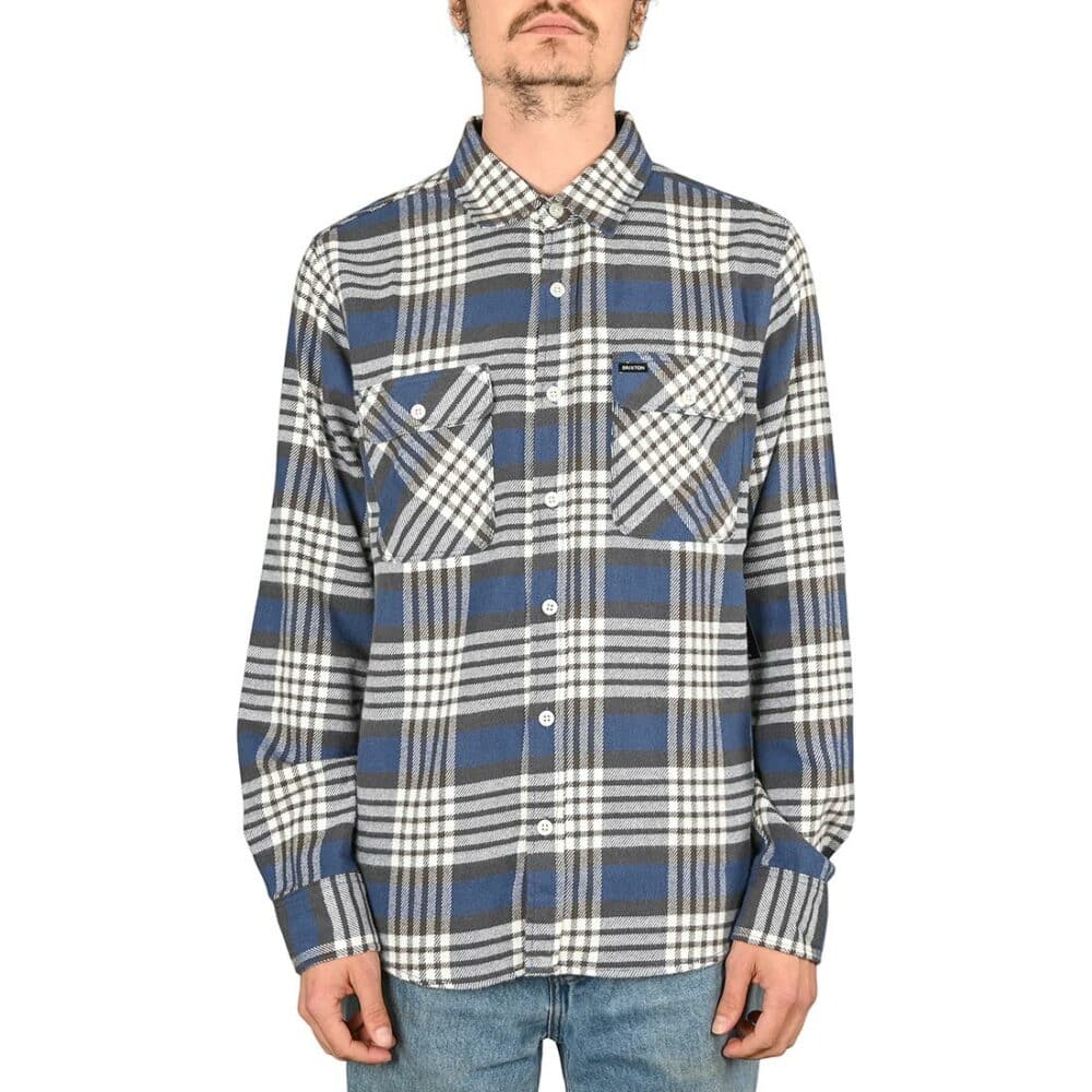 Brixton Bowery L/S Shirt - Pacific Blue/Whitecap/Black