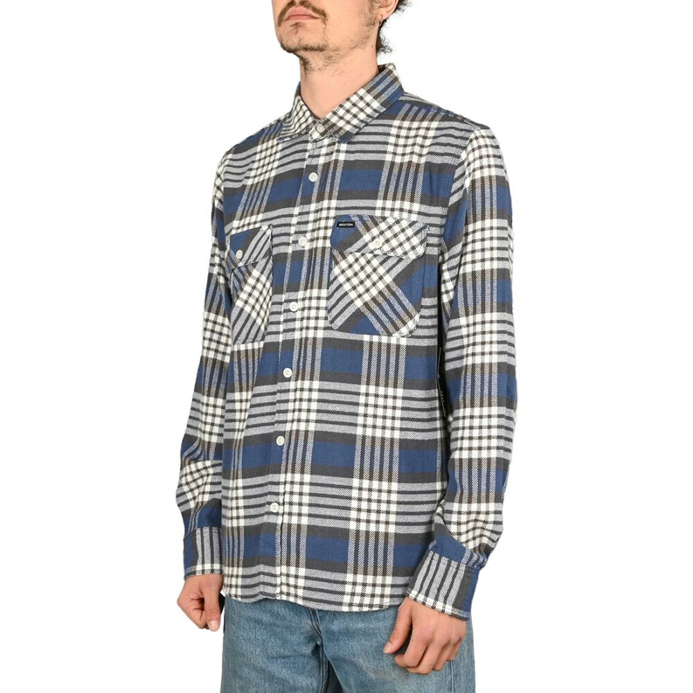 Brixton Bowery L/S Shirt - Pacific Blue/Whitecap/Black