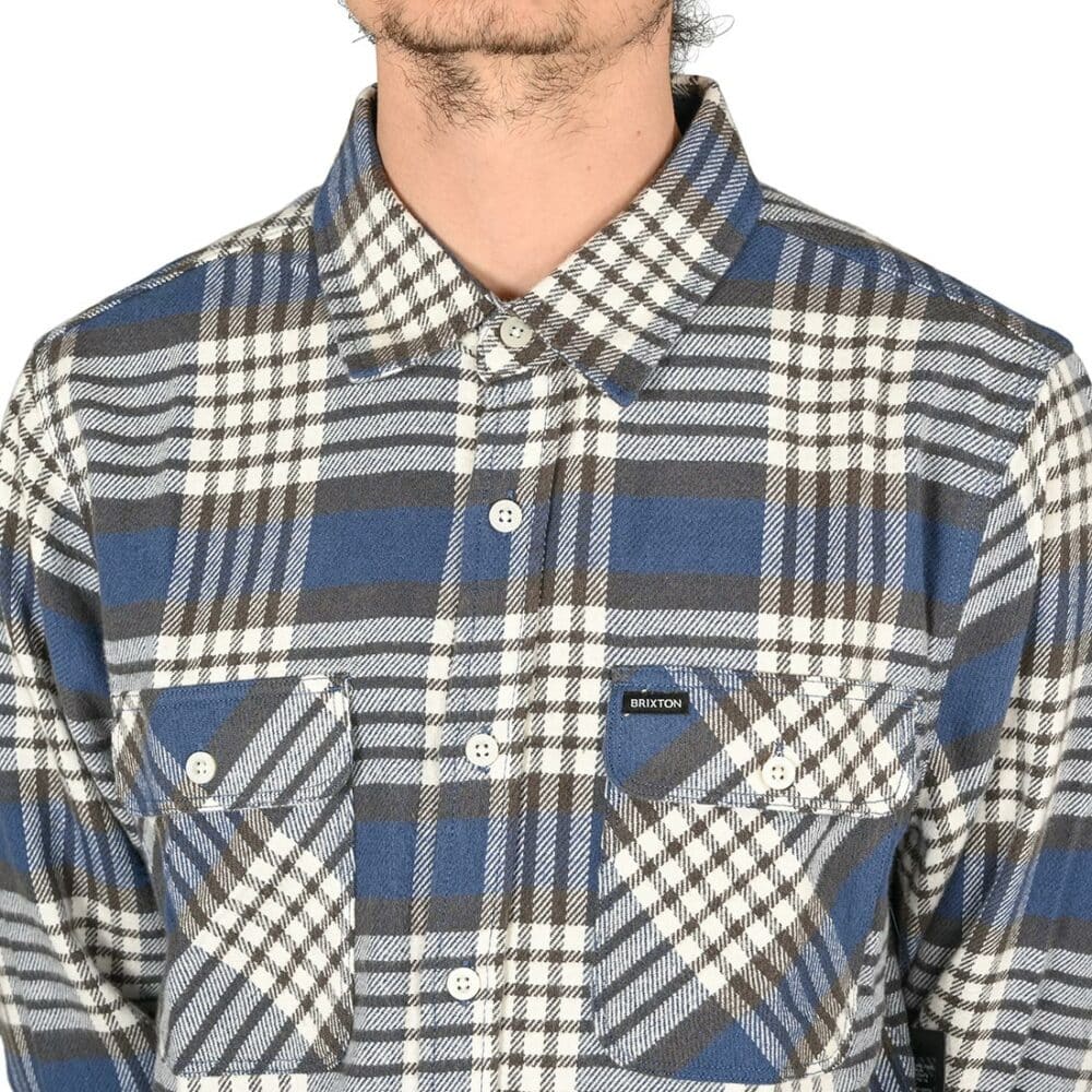 Brixton Bowery L/S Shirt - Pacific Blue/Whitecap/Black