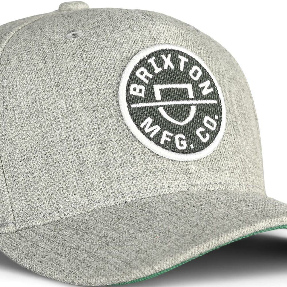 Brixton Crest C MP Snapback Cap - Dark Heather Grey/Kelly Green
