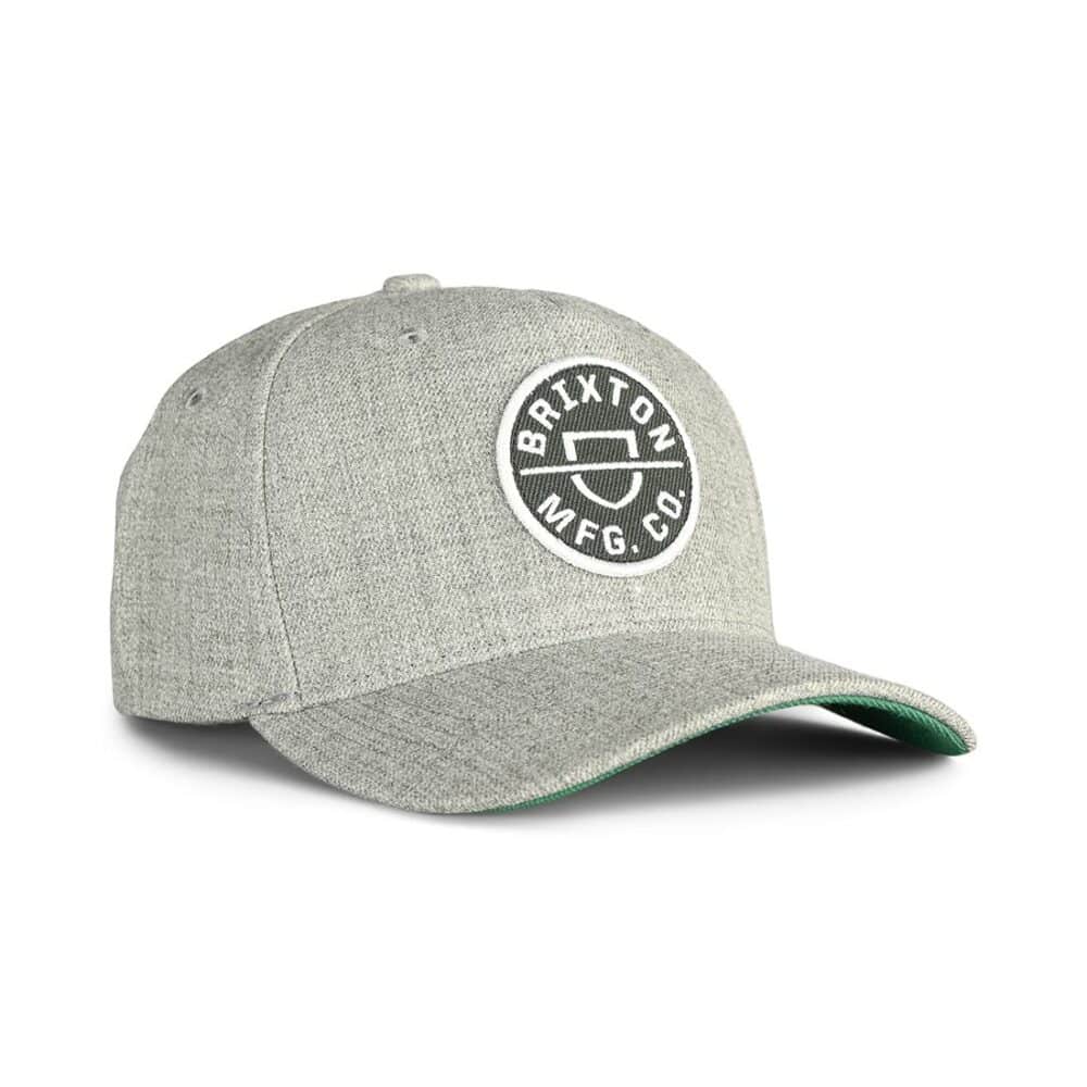 Brixton Crest C MP Snapback Cap - Dark Heather Grey/Kelly Green