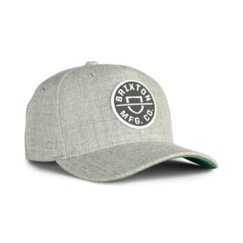 Brixton Crest C MP Snapback Cap - Dark Heather Grey/Kelly Green