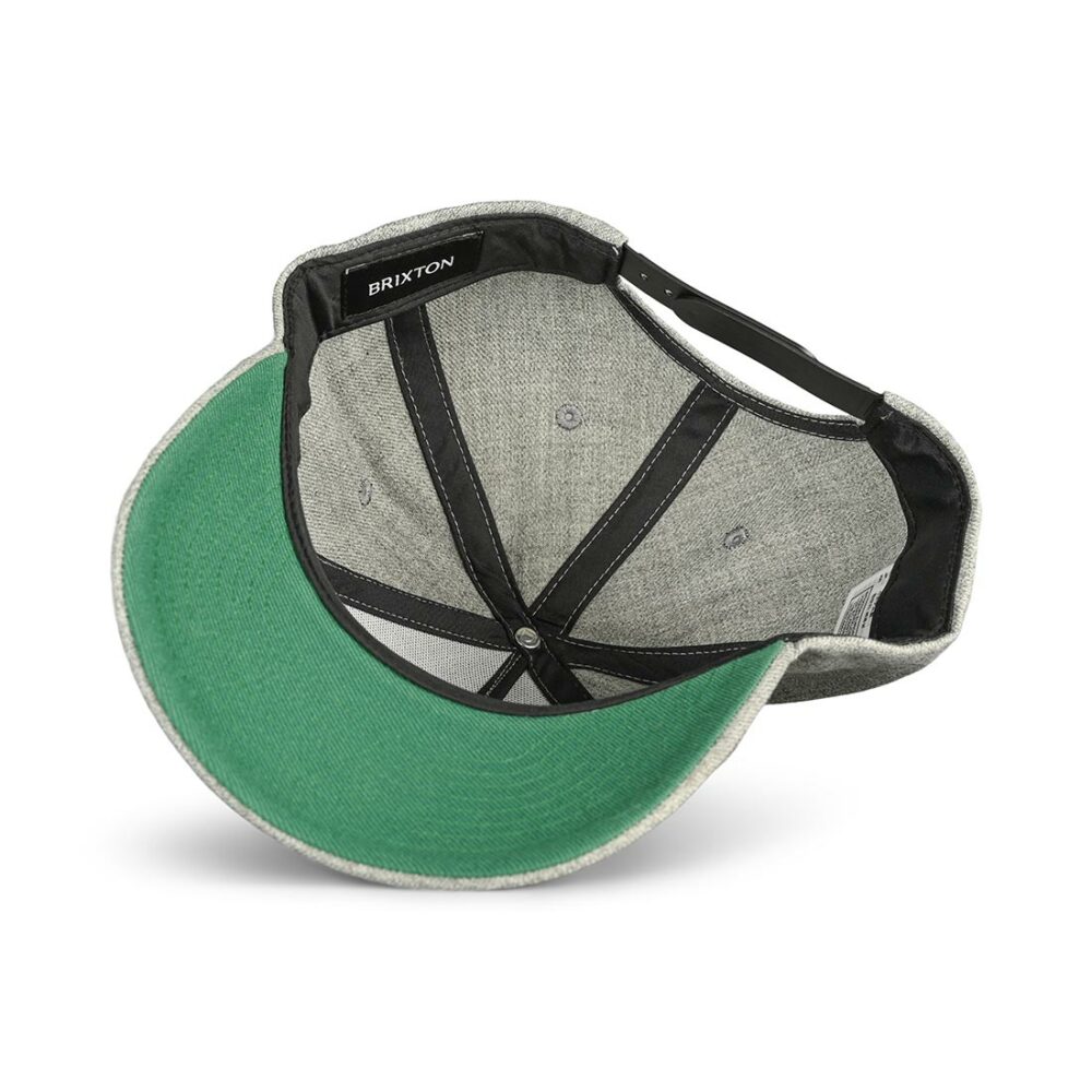 Brixton Crest C MP Snapback Cap - Dark Heather Grey/Kelly Green