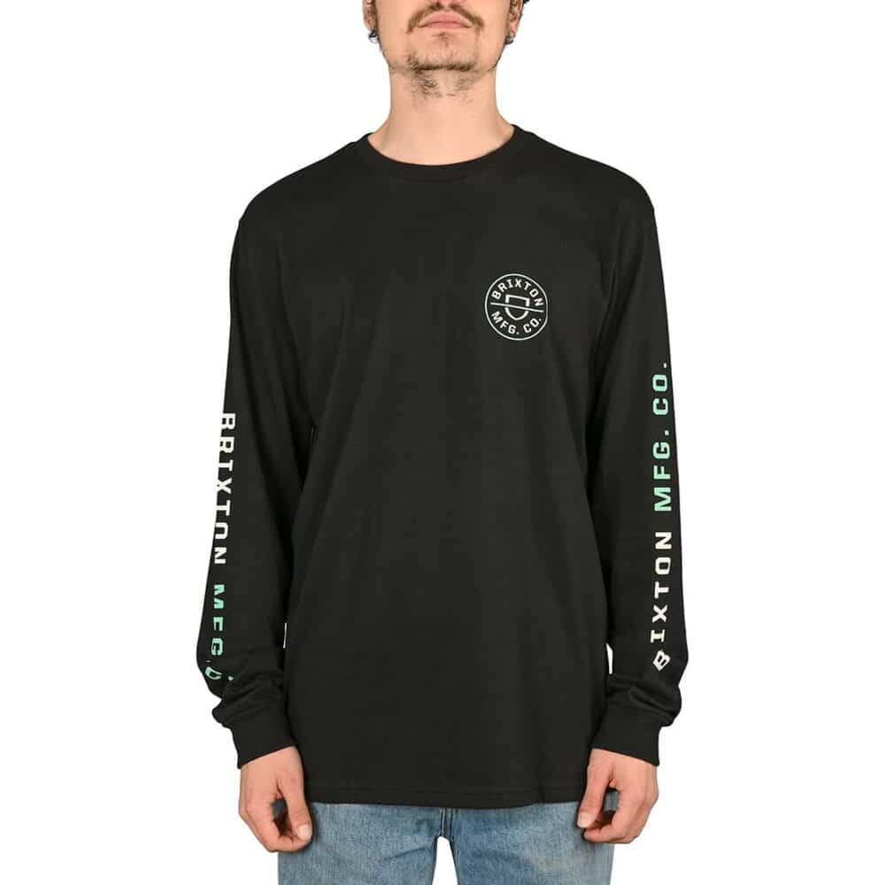 Brixton Crest L/S T-Shirt - Black/Off White/Jade