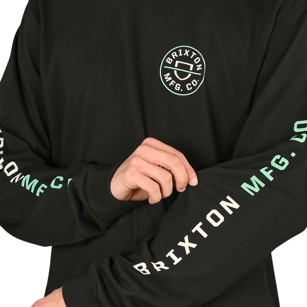 Brixton Crest L/S T-Shirt - Black/Off White/Jade