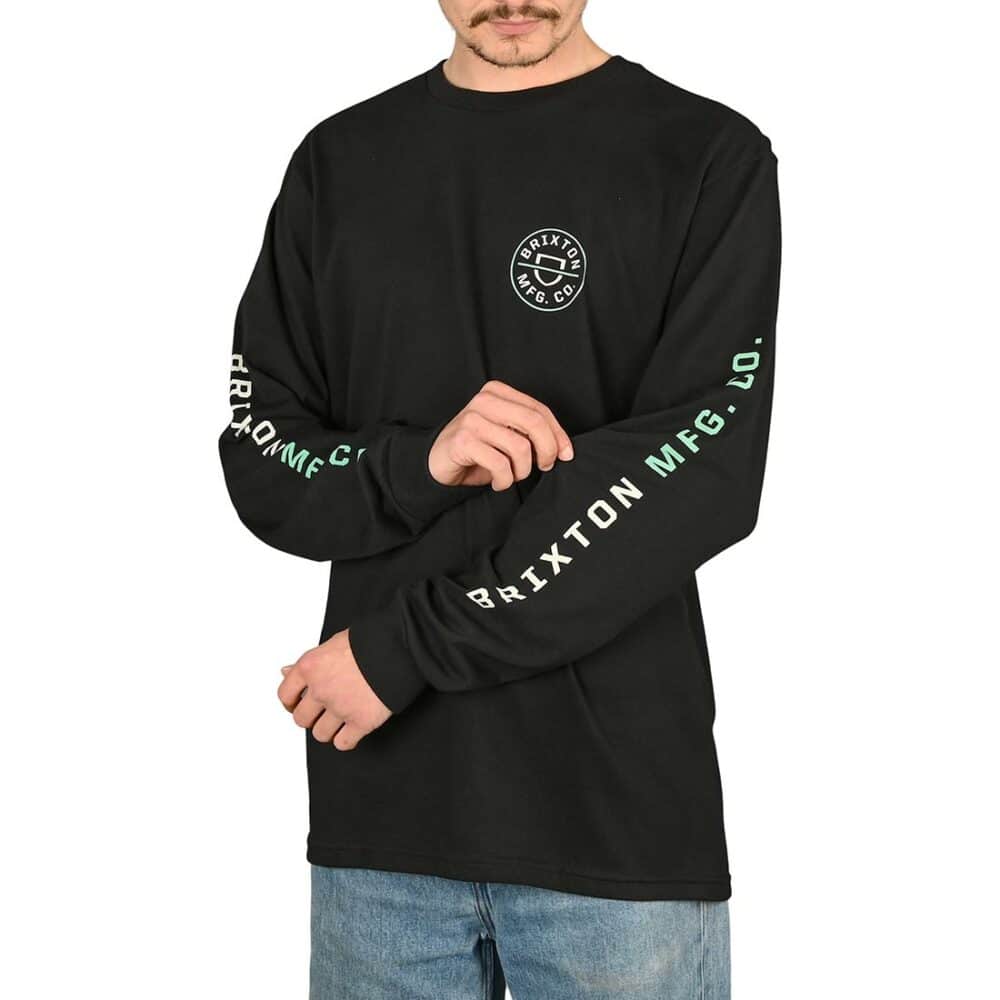 Brixton Crest L/S T-Shirt - Black/Off White/Jade