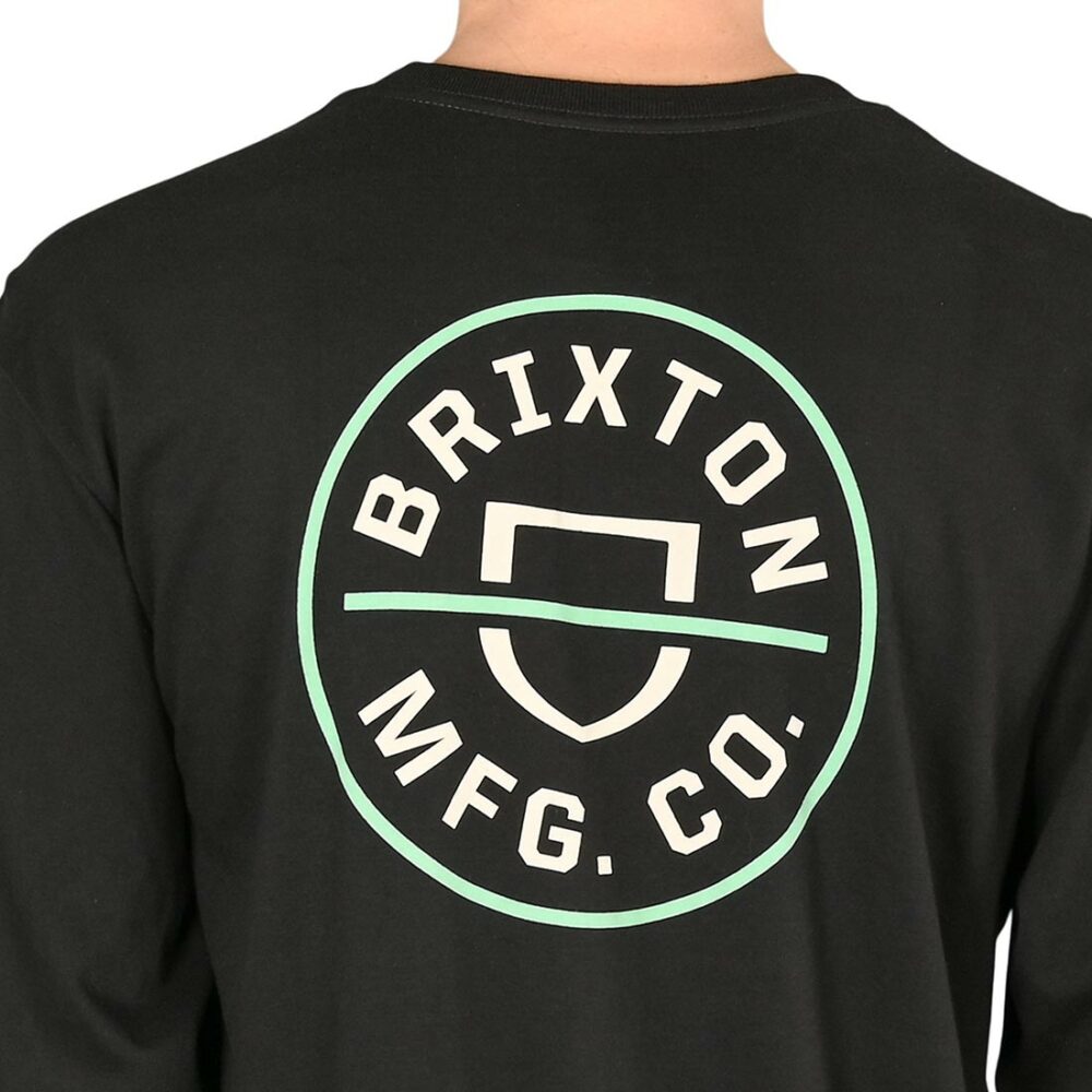 Brixton Crest L/S T-Shirt - Black/Off White/Jade