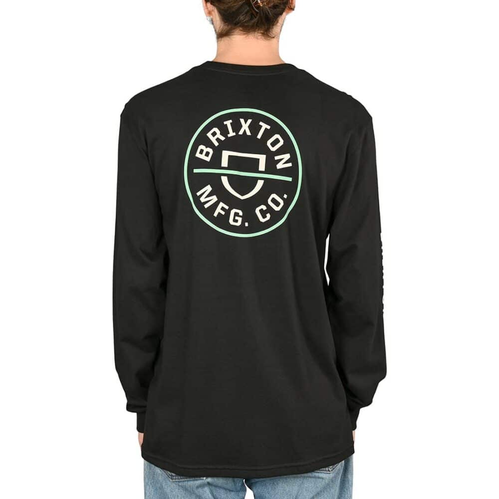 Brixton Crest L/S T-Shirt - Black/Off White/Jade