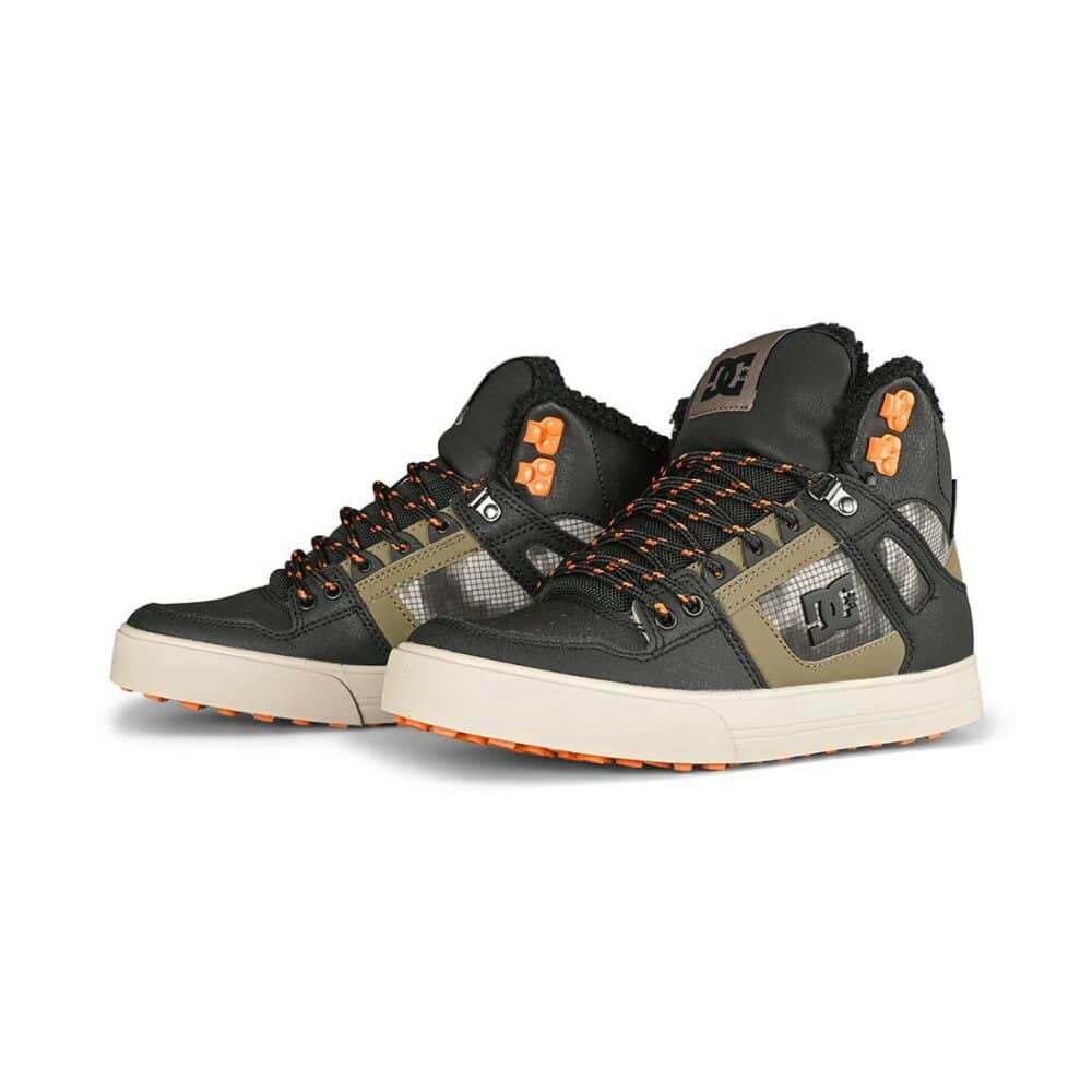 DC Pure High Top WC WNT Winterised Skate Shoes - Black/Green Print