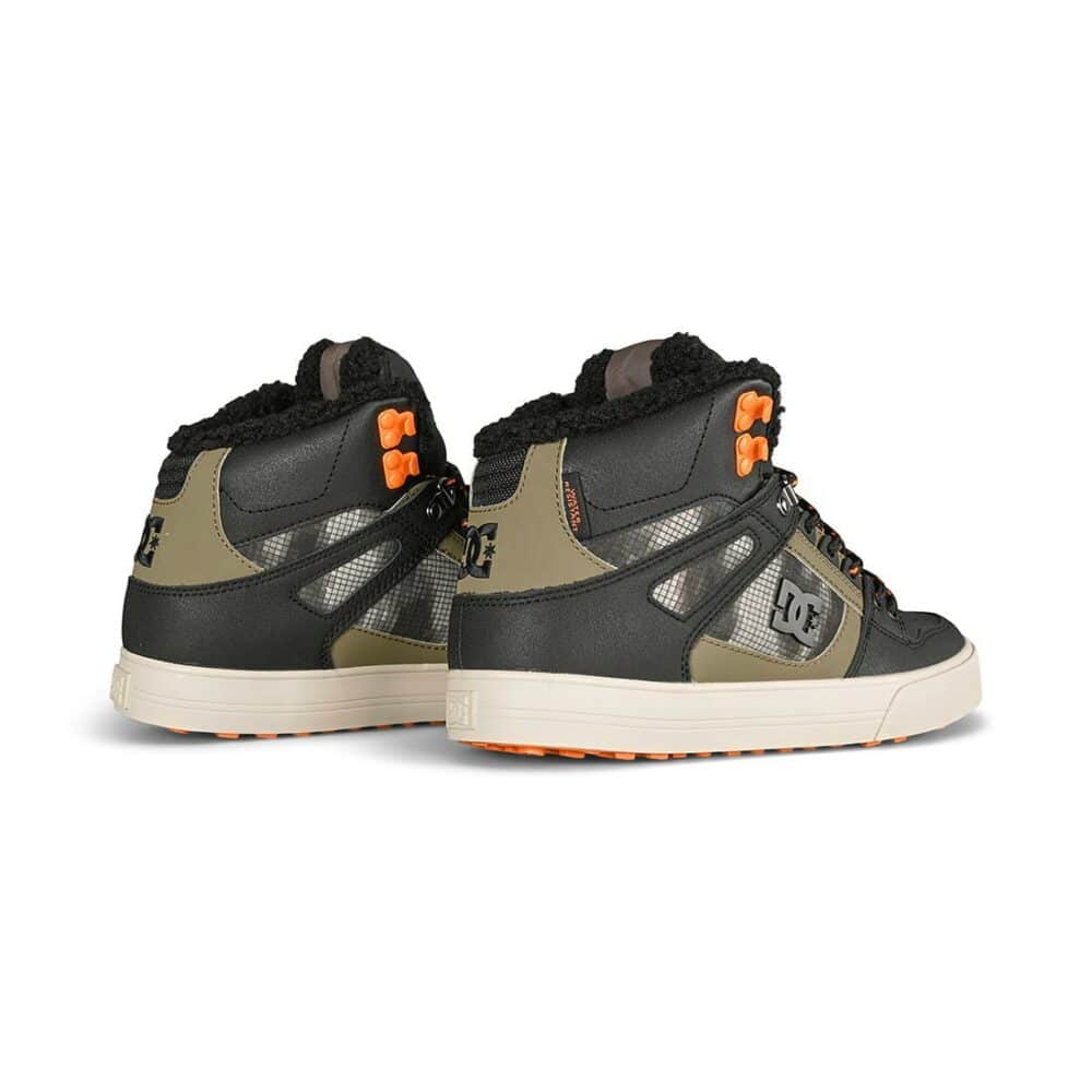 DC Pure High Top WC WNT Winterised Skate Shoes - Black/Green Print