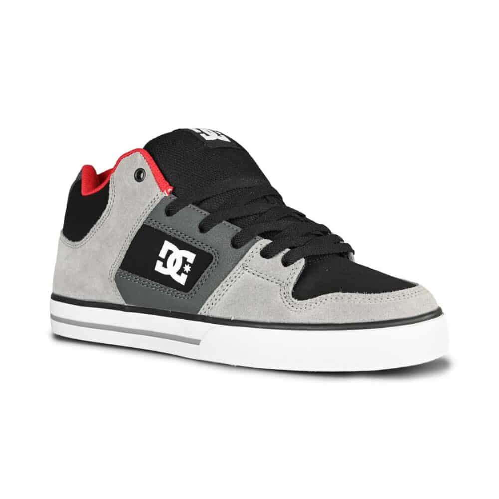 DC Pure Mid Top Skate Shoes - Black/Grey/Red