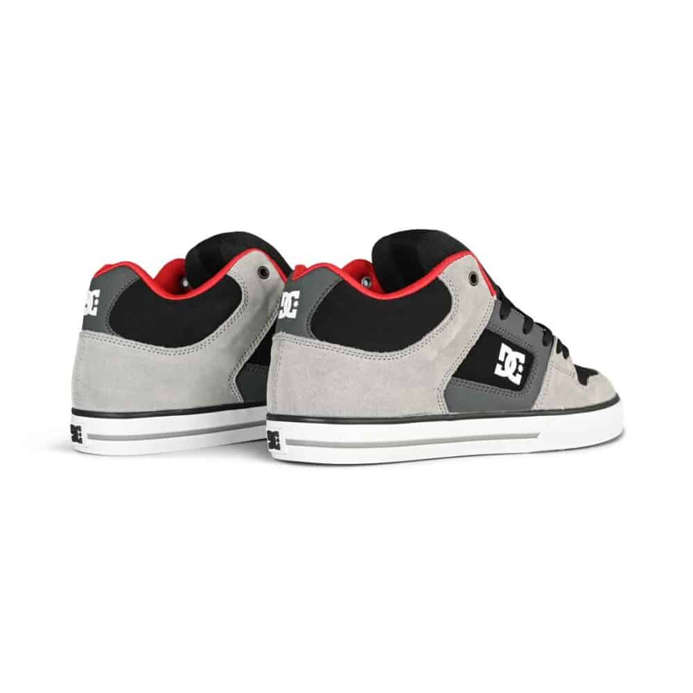 DC Pure Mid Top Skate Shoes - Black/Grey/Red