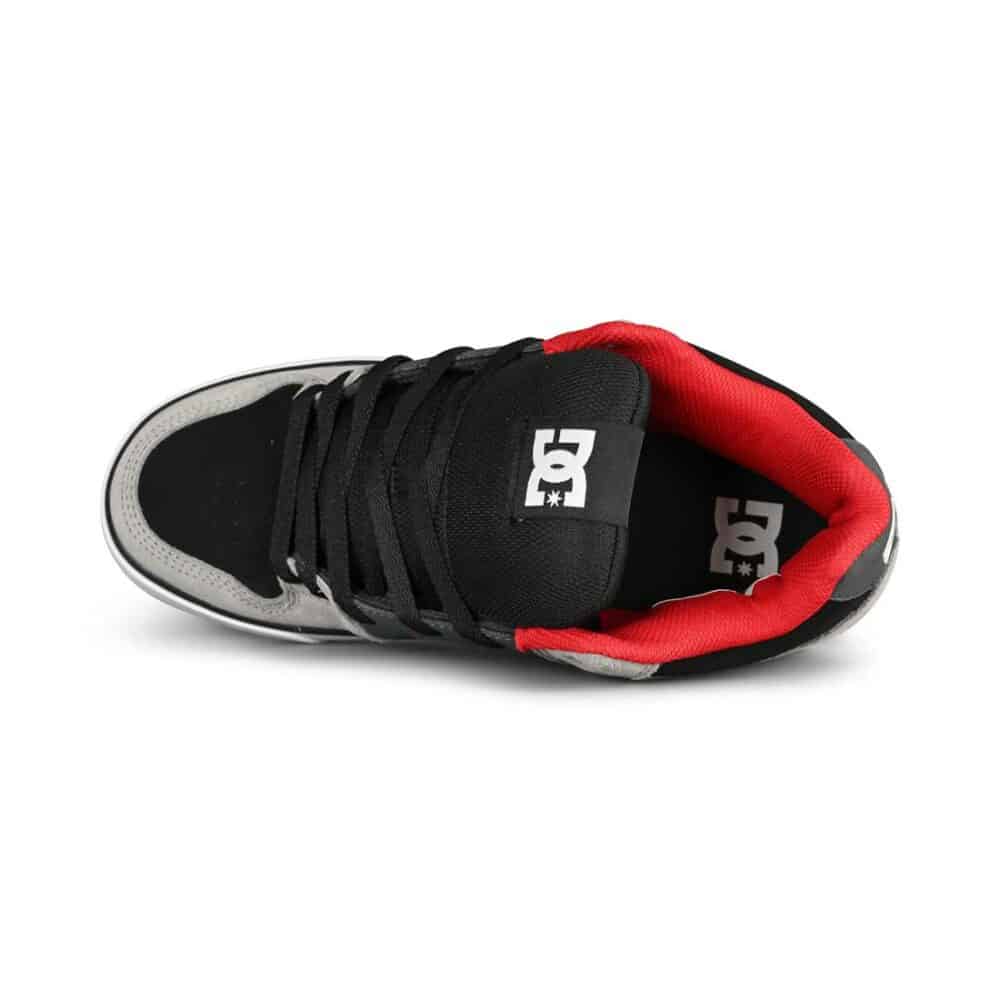 DC Pure Mid Top Skate Shoes - Black/Grey/Red