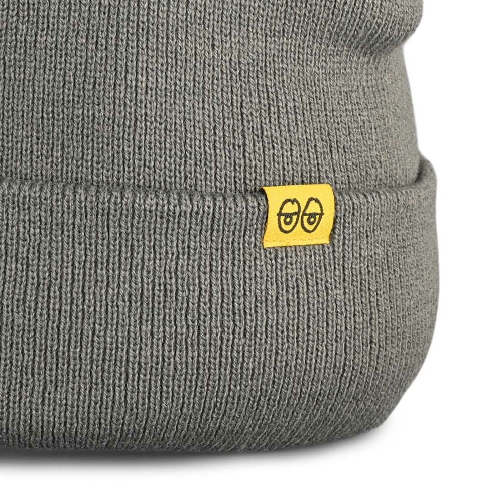 Krooked Eyes Clip Cuff Beanie Hat - Grey/Yellow