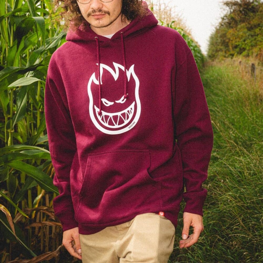 Spitfire Bighead Pullover Hoodie - Maroon/White