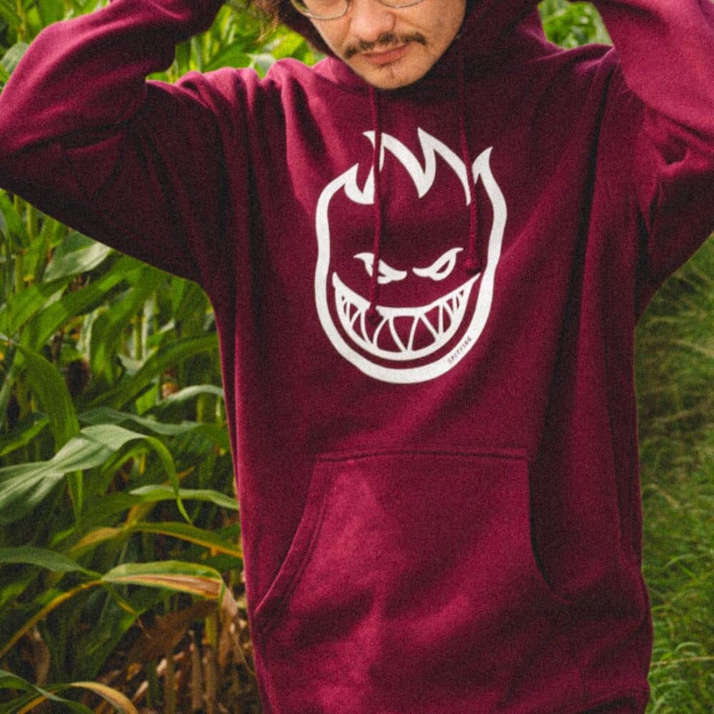 Spitfire Bighead Pullover Hoodie - Maroon/White