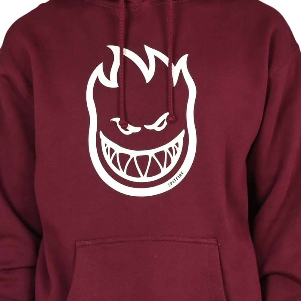 Spitfire Bighead Pullover Hoodie - Maroon/White