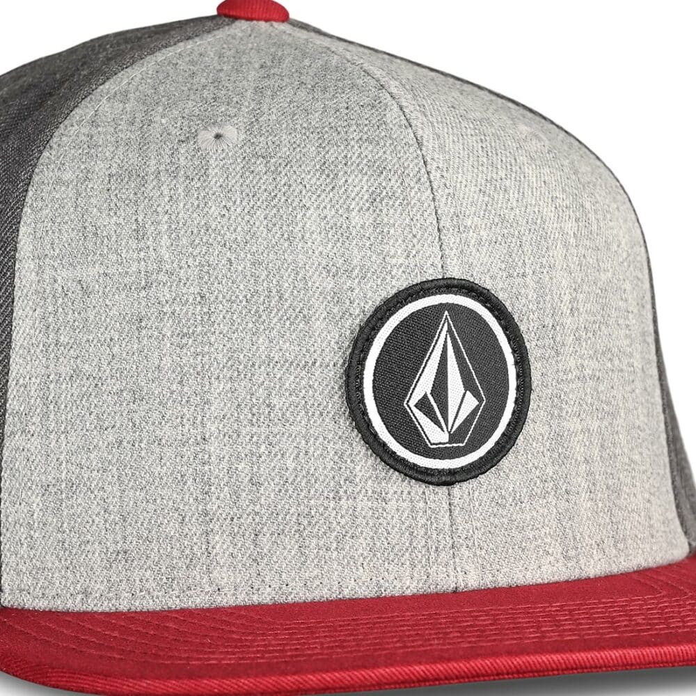 Volcom Quarter Twill Snapback Cap - Heather Grey/Burgundy