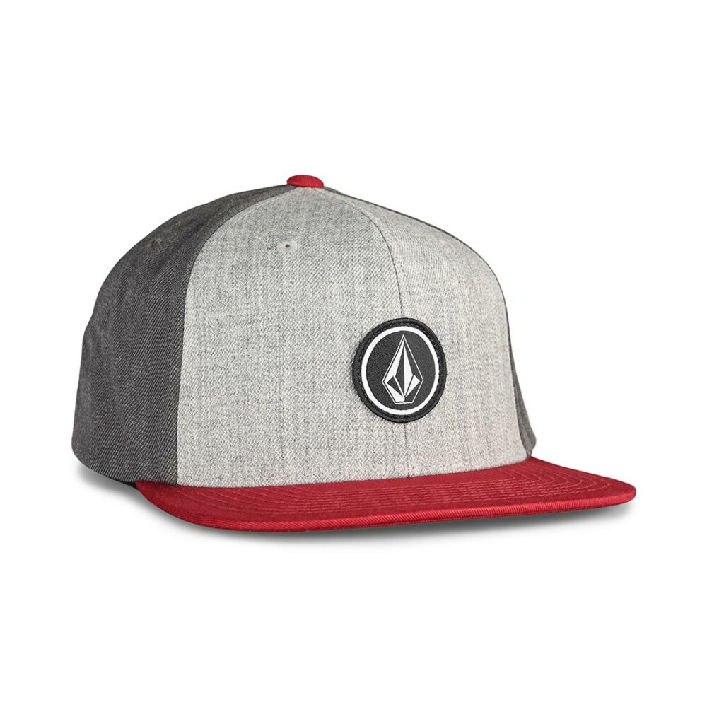 Volcom Quarter Twill Snapback Cap - Heather Grey/Burgundy