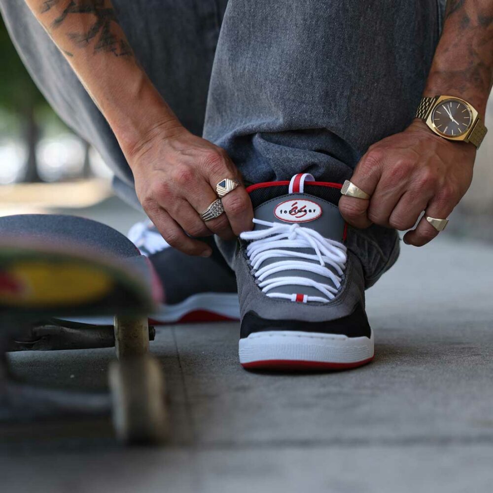 eS TJ Rogers Evant Skate Shoes - Grey/Black/Red