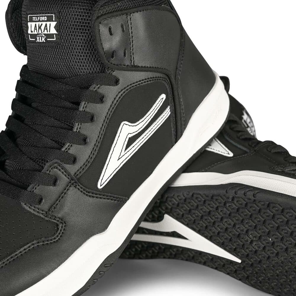 Lakai Telford High Top Skate Shoes - Black Leather