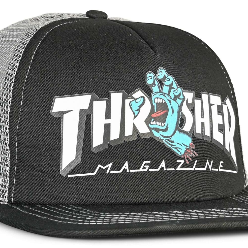 Santa Cruz x Thrasher Screaming Logo Mesh Back Cap - Black/Grey