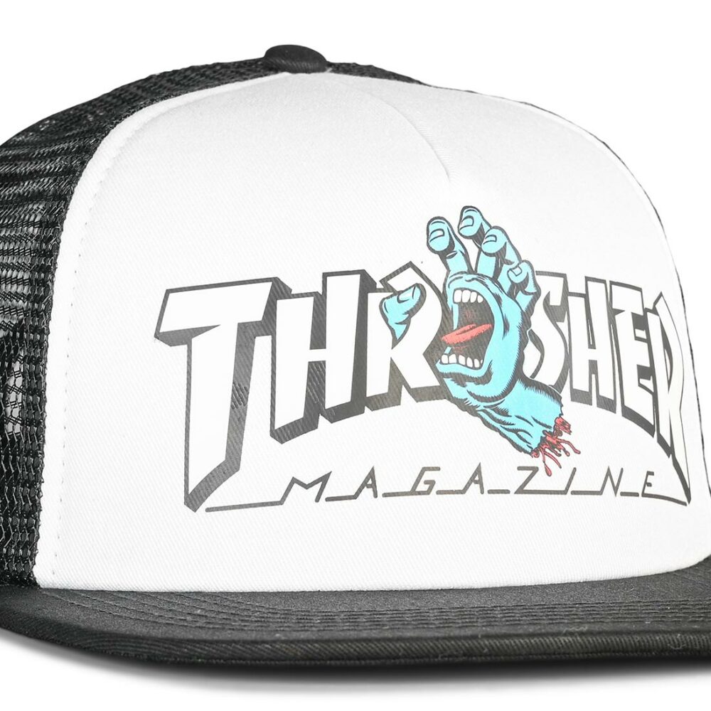 Santa Cruz x Thrasher Screaming Logo Mesh Back Cap - White/Black