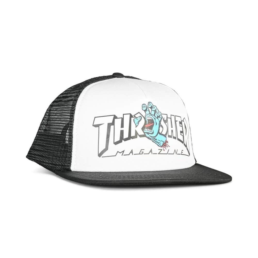 Santa Cruz x Thrasher Screaming Logo Mesh Back Cap - White/Black