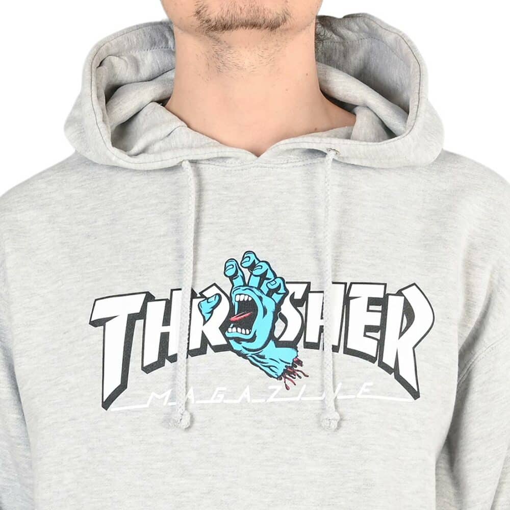 Santa Cruz x Thrasher Screaming Logo Pullover Hoodie - Grey Heather